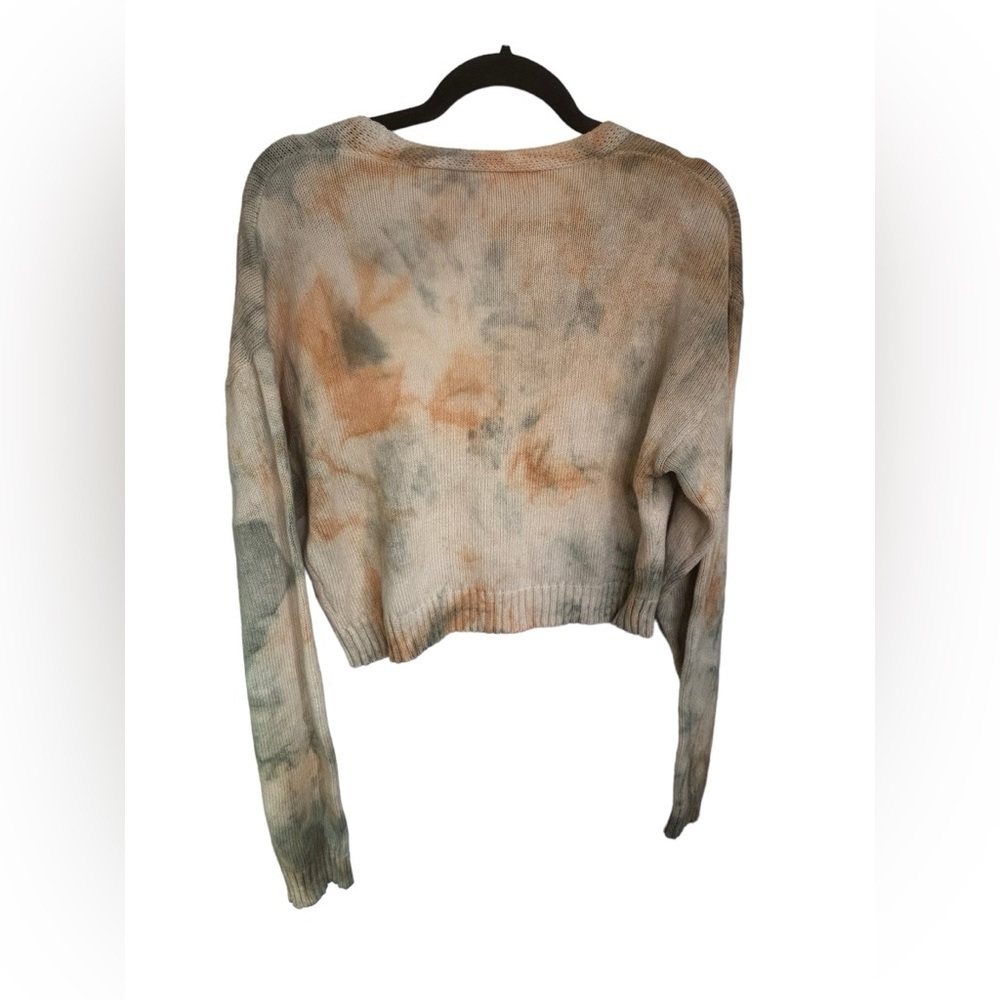 Honey Punch Rust & Grey Tie Dye Cropped Knit Sweater Size Medium - Picture 7 of 7
